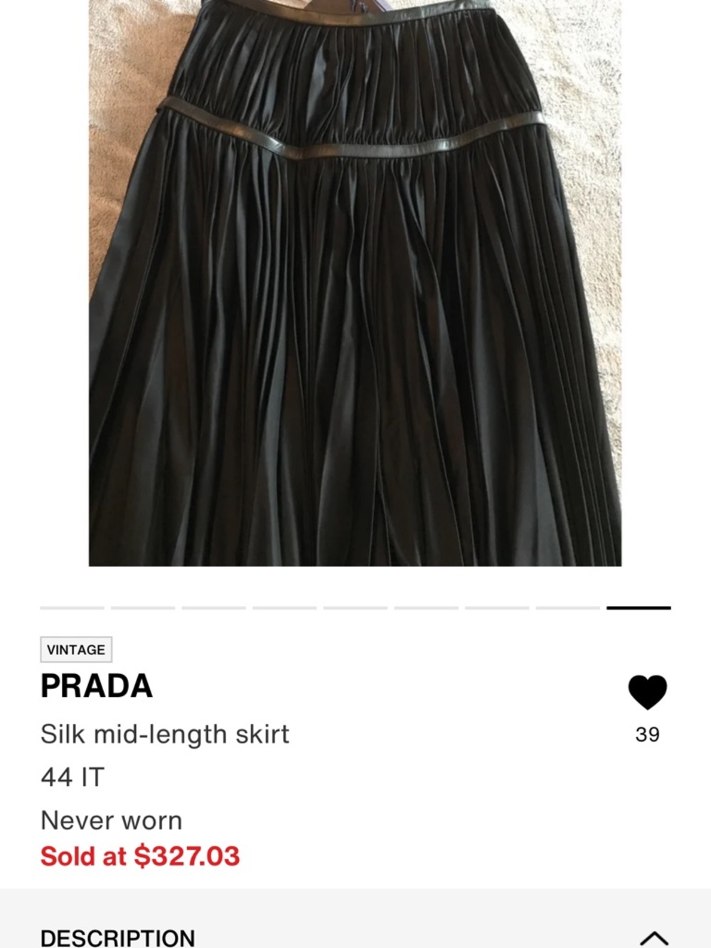 Prada Black Pleated Silk Midi Skirt